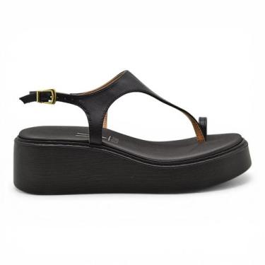 Imagem de Sandalia Vizzano Plataforma Alta Dedo Flatform Conforto -, Preto, 38