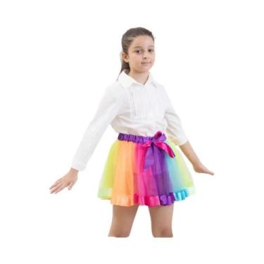 Imagem de Saia Tutu Mini Colorida Para Meninas De 3 a 8 Anos, Saia De Tule Arco-