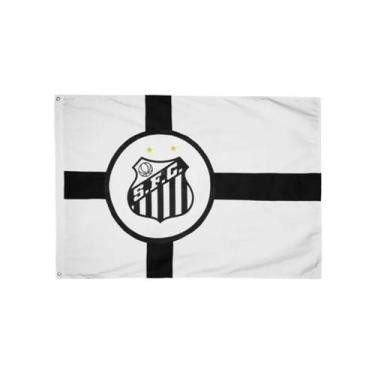 Imagem de Bandeira Oficial do Santos 68x98cm Dupla Face 1,5 Panos, Branco