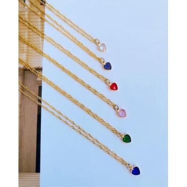 Imagem de Colares Chocker folheado a ouro pingente de coração Cristal de vidro -