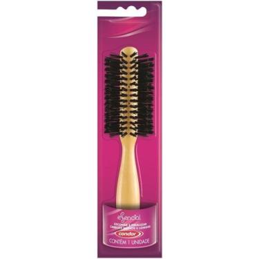 Imagem de Escova de cabelo de madeira e cerdas pretas - Plastigel 