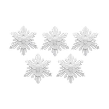 Imagem de Kit 5 Apliques Enfeite Divino Espirito Santo Branco - FLEX3D