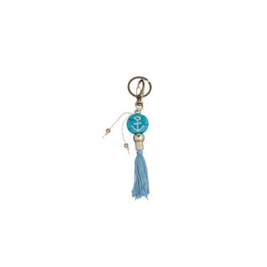 Imagem de Chaveiro Marinheiro Âncora Azul Claro em Murano 16 Cm - Lua Mistica