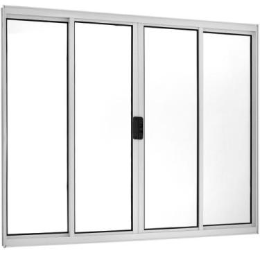 Imagem de Janela Correr 4 Folhas Central sem Grade Vidro Liso 100x100cm Ecosul E