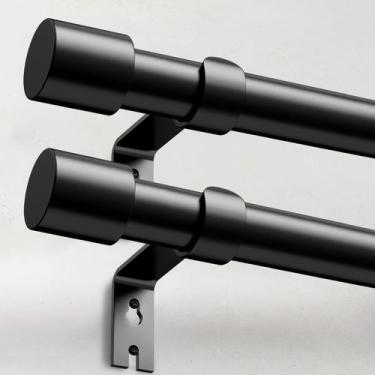 Imagem de Barra de cortina IFELS Heavy Duty de 1 m preta, pacote com 2 unidades 