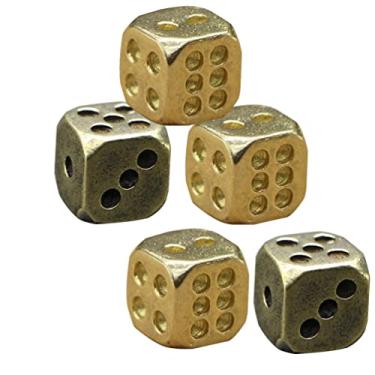 Imagem de Kisangel 5 pçs jogo de mesa dados cobre 6 peças jogos de mesa jogando vintage opaco jogo lembrancinhas de festa de dados para barra cor aleatória