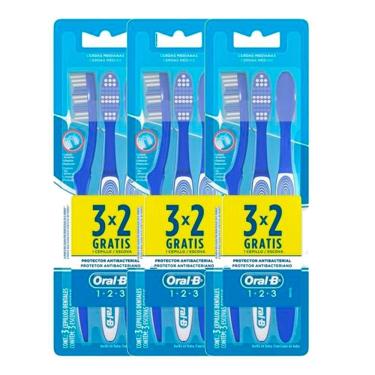 Imagem de Kit 3 Escova Dental Oral-b 123 Médio 40 Leve 3 Pague 2