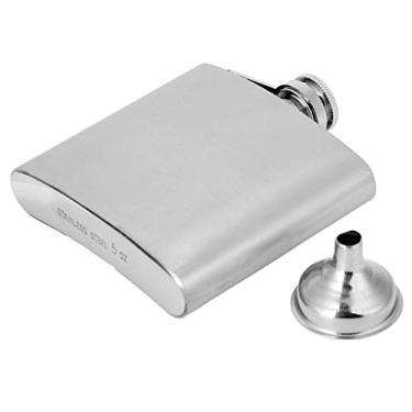 Imagem de Garrafa de u¨ªsque de vinho port¨¢til em a?o inoxid¨¢vel garrafa elegante garrafa de ¨¢lcool com funil para homens ou mulheres beberem ¨¢lcool de u¨ªsque(5oz),Frasco de ¡§¡élcool Garrafa Vinho U¡§asque e,