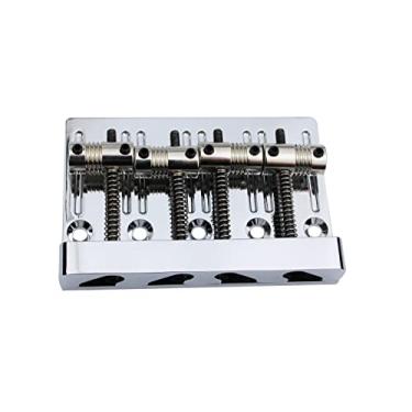 Imagem de Guyker Ponte de baixo de 4 cordas de alta massa com selas de latão usinadas CNC vintage de substituição para baixo elétrico Jazz (GB403, cromado)