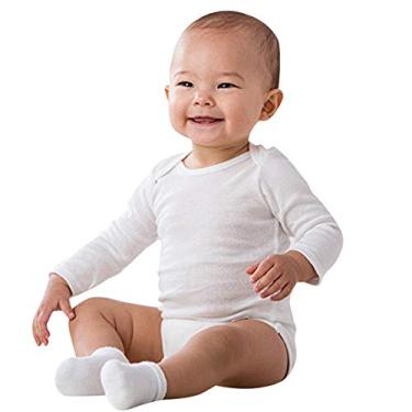 Imagem de Macacão de manga comprida para bebês e meninos liso para recém-nascidos (branco, 12 meses)