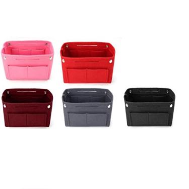 Imagem de Novas mulheres multifuncionais sentiram inserir sacos Makeup Cosméticos Sacos Viajar interior Sacos Portáveis Organizador de armazenamento de sacos Tote (5 peças)