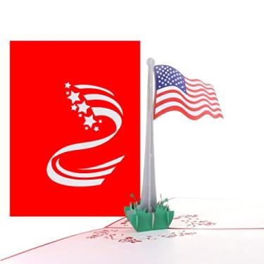 Imagem de iGifts And Cards Cartão pop-up 3D bandeira americana - América, estrelas, listras, vermelho, branco, azul, veteranos - Dobra plana - Dia da Independência, apenas porque, dias especiais, Memorial Day
