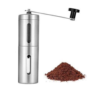 Imagem de Moedor manual de café, moedor de café manual de aço inoxidável com rebarbas, moedor de grão de café de alça reta portátil para escritório em casa ou acampamento
