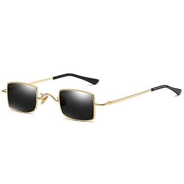 Imagem de Óculos de Sol Retangular Pequeno Masculino Feminino Retro Metal Simples Óculos de Sol Moda de Rua Elegante Tons Masculino Feminino Gafas de Sol, 4, Tamanho Único
