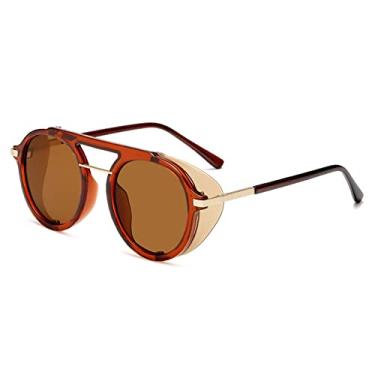 Imagem de Óculos de sol steampunk masculinos femininos moda óculos redondos femininos vintage punk óculos uv400,3, tamanho único