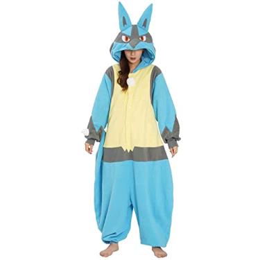 Imagem de SAZAC Kigurumi – Pokemon – Lucario – macacão macacão macacão fantasia de Halloween, Azul, Tamanho Único
