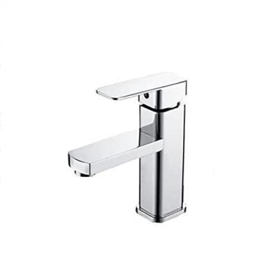 Imagem de LIDON Torneira de banheiro preta torneira preta fosca banheiro 1 furo torneira de pia preta banheiro torneira quente e fria torneira de pia de latão banheiro 1 furo torneira de banheiro, preto B (cor: cromado A)