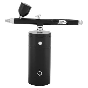 Imagem de pistola de pintura de ar de alimentação por gravidade preta de 0,Pistola de pulverização compressor de ar,3 mm, alimentada por USB, regulador de calibre de ar de 8,4 V para pulverização de tintas à base de óleo ou látex, pistola de pulverização de compressor de ar, 0,3 mm preto Gra