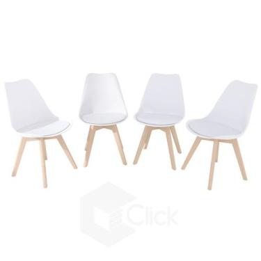 Imagem de Kit 4 Cadeira Branca Design Saarinen Para Mesa De Jantar Sala Cozinha