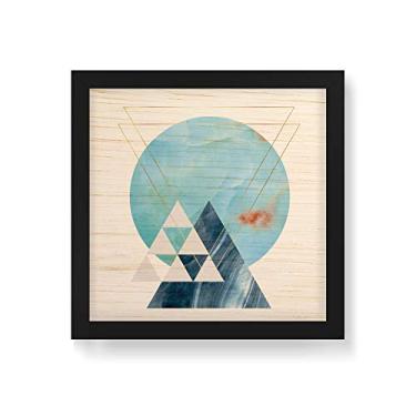 Imagem de Arte Maníacos Quadro Decorativo em Madeira Geométrico Círculo Azul - 30x30cm (Moldura caixa em laca preta)