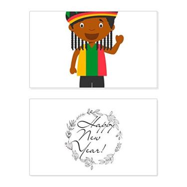 Imagem de Cartão de felicitações Black Wild Jamaica Cartoon New Year Festival Bless Message Present