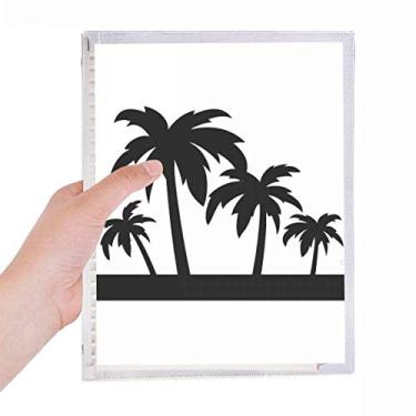 Imagem de Caderno de desenho de coqueiro, planta preta, folhas soltas, diário recarregável, papelaria
