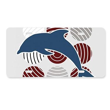 Imagem de Placa de licença com desenho de círculo golfinho ilustrada para decoração de carro, acessório de aço inoxidável