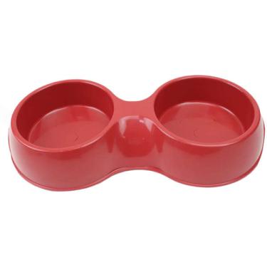 Imagem de Comedouro Plástico Pop Duplo Vermelho - 1100 mL