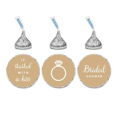 Imagem de Andaz Press Chocolate Drop Labels Trio, Serve para os beijos de Hershey, Chá de noiva, Tan Brown, 1