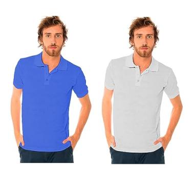 Imagem de Camisa Polo Masculina Manga Curta Algodão Kit 02 peças Lisa Estilosa