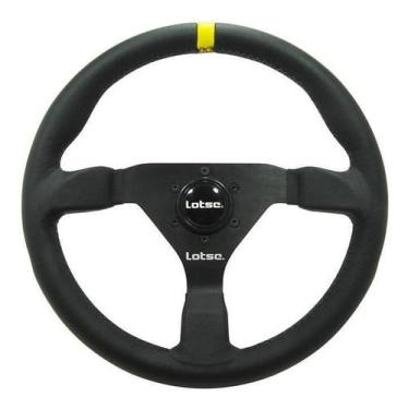 Imagem de Volante Lotse Gt330 Couro Preto Tarja Amarela