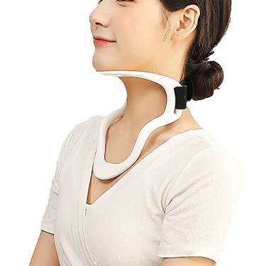 Imagem de Suporte de pescoço, colar cervical moldador, um colar cervical revolucionário, propício para corrigir a postura da cabeça para frente, adequado para homens, mulheres (cor: branco)