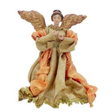 Imagem de Anjo Pendente Natural Com Dourado 25Cm