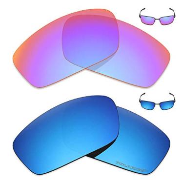 Imagem de Mryok+ 2 pares de lentes polarizadas de substituição para óculos de sol Oakley Splinter – Rosa cobalto/azul gelo