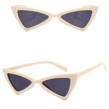 Imagem de Óculos de sol olho de gato mulher vintage borboleta espelho óculos de sol feminino retro estilo triângulo, 4, um tamanho