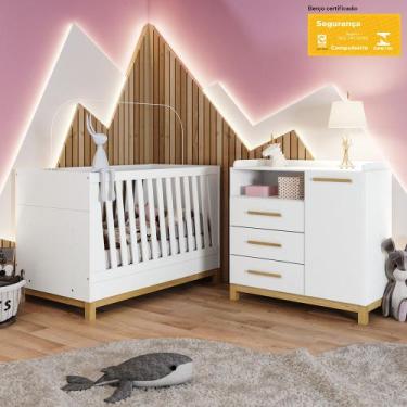 Imagem de Quarto De Bebê Com Berço E Cômoda 3 Gavetas 1 Porta Passa Anel Casa 81