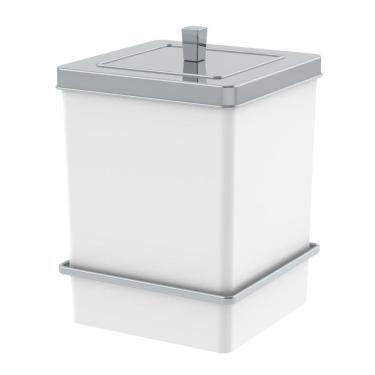 Imagem de Lixeira 6,5L Tampa Quadrada Com Suporte Adesivo Cesto De Lixo Branco Cromado - 195BCC Future
