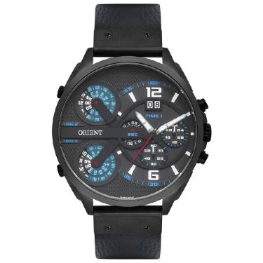 Imagem de Relógio ORIENT masculino multi-time couro preto MPSCT004 P2PX