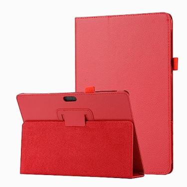 Imagem de ZZOUGYY Capa inteligente para tablet Microsoft Surface 3 1645 1657, capa de couro ultrafina com função hibernar/despertar para Surface 3 de 10,8 polegadas (vermelho-lítio)
