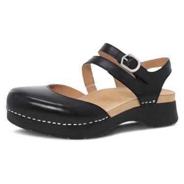 Imagem de Dansko Sandália feminina Rissa fechada – Sapato exclusivo e elegante com forro têxtil reciclado e cabedal de couro – Conforto lendário o dia todo, Preto, 8.5-9