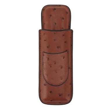Imagem de Porta-charutos Em Couro PU, Armazenamento Para Transporte De Charutos Com 2 Dedos E Bolso Frontal, Caixa Portátil Para Charutos De Cedro Marrom, Presente Perfeito Para O Dia Dos Pais