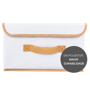 Imagem de Caixa Organizadora Tecido C/ Tampa Vizapi Un Exclusive G 40x30x28Cm Branco Bege