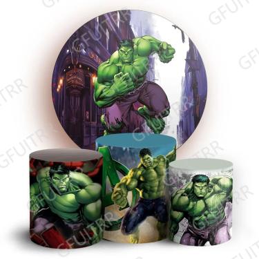 Imagem de Super-herói Tema Foto Contexto  Vingador  Hulk  Smash Round  Boy Birthday Party  Cilindro Tampa