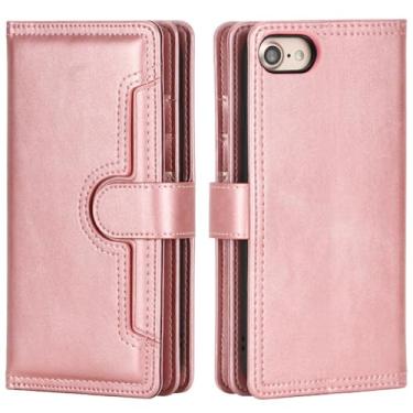 Imagem de Flip bolsa de couro caso para iphone 15 14 13 12 11 pro xs max xr capa carteira para samsung s20 nota 20 ultra casos, ouro rosa, para iphone 6 6s