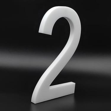 Imagem de Números de casa de acrílico de 15 cm de altura - montagem flutuante ou embutida fácil de montar, números de endereço residencial/número de caixa de correio para fora/branco/número 2