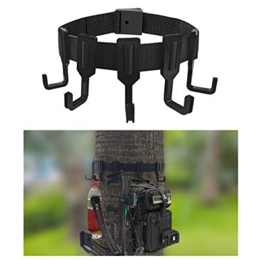Imagem de Sailortenx Treestand Cabides de engrenagem de correia com 5 ganchos grandes, suporte de acessórios leve com vários ganchos, suporte de árvore para ambientes externos e gancho de equipamento para caça, acampamento, caminhadas