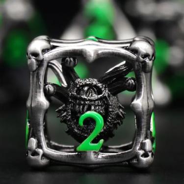 Imagem de Beholder Dice Set DND, Dragon Eye Dice, ZHOORQI 7PC/Set Polyhedral Dices for Dungeons and Dragons, RPG, Eye Monster D&D Gifts（Eye -Green Number）