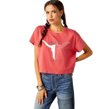 Imagem de ARIAT Camiseta feminina Lone Star, Rosa granada, G