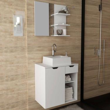 Imagem de Armário de Banheiro com Cuba 1 Porta 1 Gaveta Branco Bn3618 - Tecno Mobili