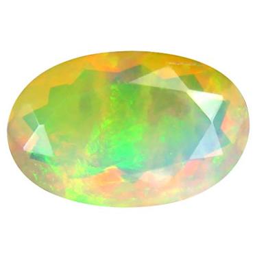 Imagem de 2,70 ct AAA+ Qualidade da pedra preciosa corte oval (14 x 9 mm) opala arco-íris etíope não aquecida genuína e extraída da pedra preciosa solta da Terra